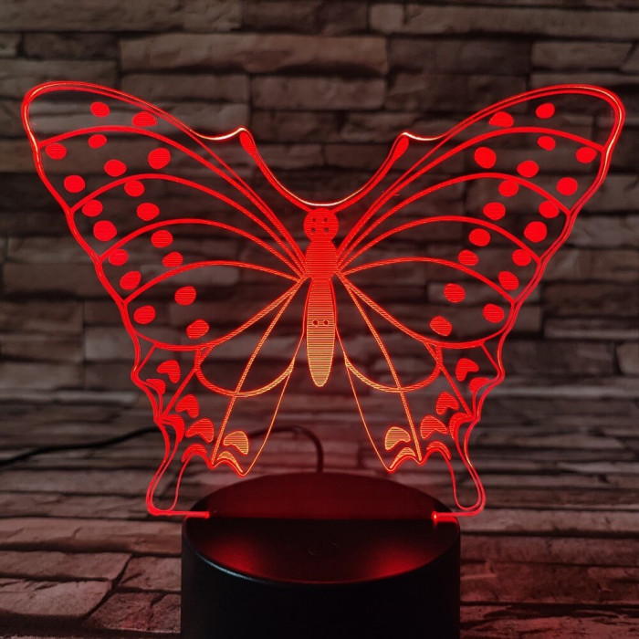 Pillangó pihen  7 színű 3D led lámpa