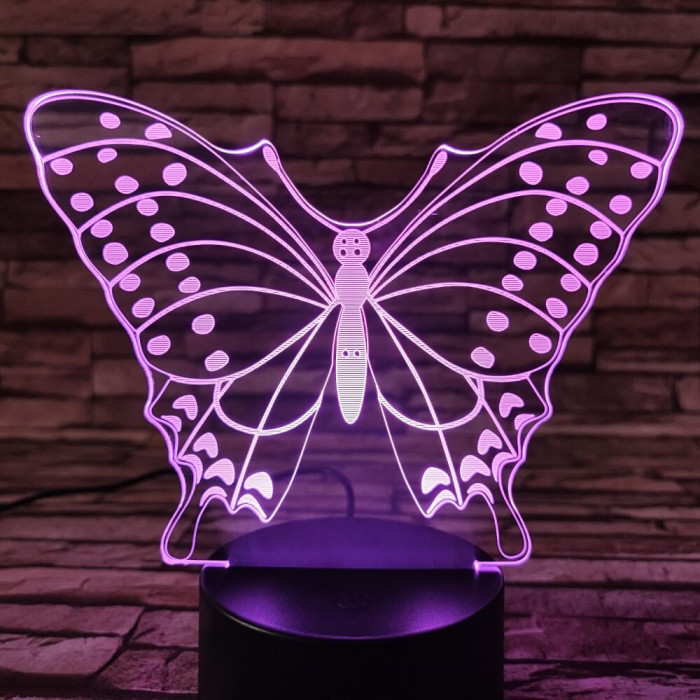 Pillangó pihen  7 színű 3D led lámpa