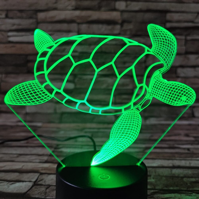 Teknős úszik 7 színű 3D led lámpa