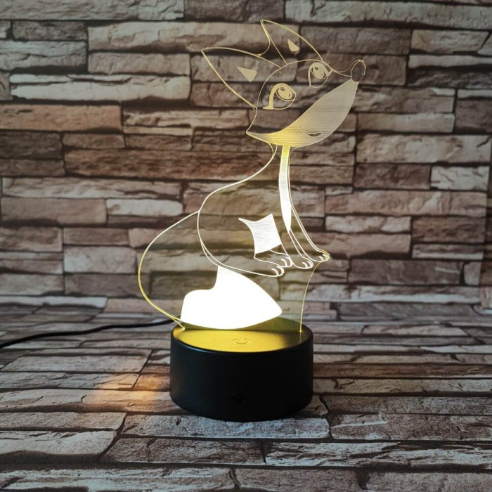 Róka mosoly 7 színű 3D led lámpa