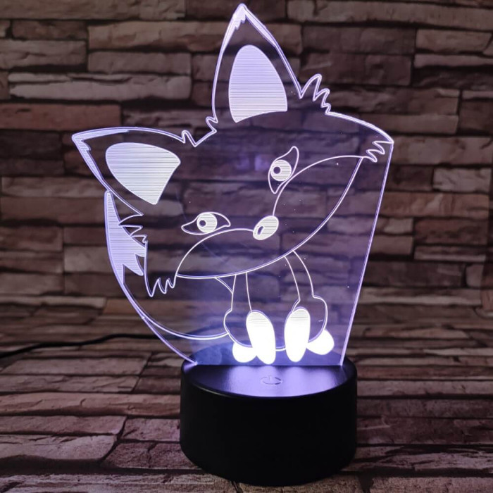 Róka bébi 7 színű 3D led lámpa