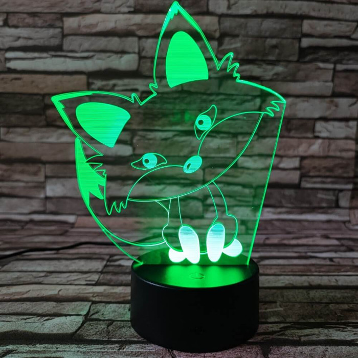 Róka bébi 7 színű 3D led lámpa