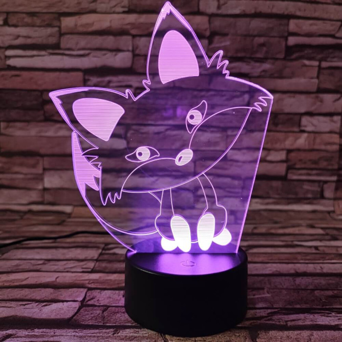 Róka bébi 7 színű 3D led lámpa
