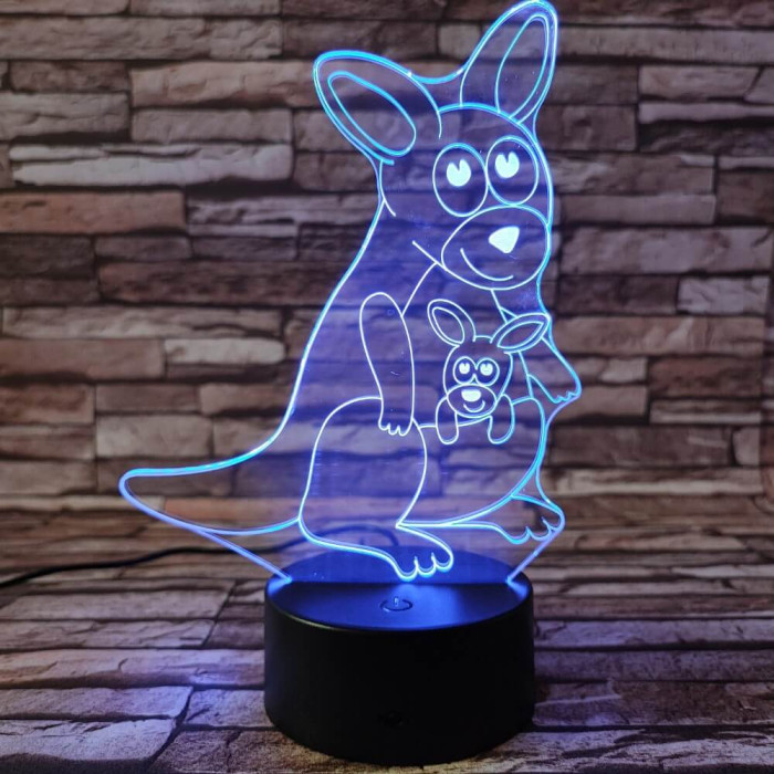 Kenguru mama kölykével 7 színű 3D led lámpa