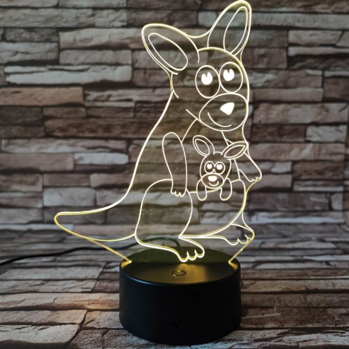 Kenguru mama kölykével 7 színű 3D led lámpa