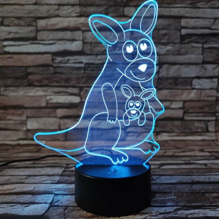 Kenguru mama kölykével 7 színű 3D led lámpa