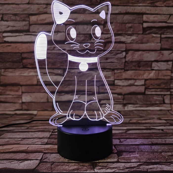 Kíváncsi cica 3D led lámpa