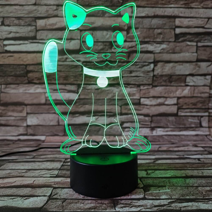 Kíváncsi cica 3D led lámpa
