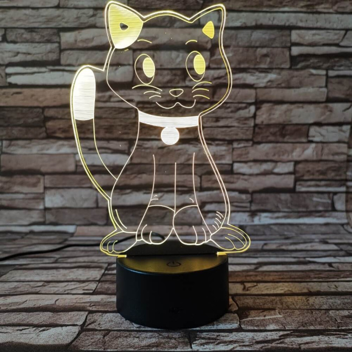 Kíváncsi cica 3D led lámpa