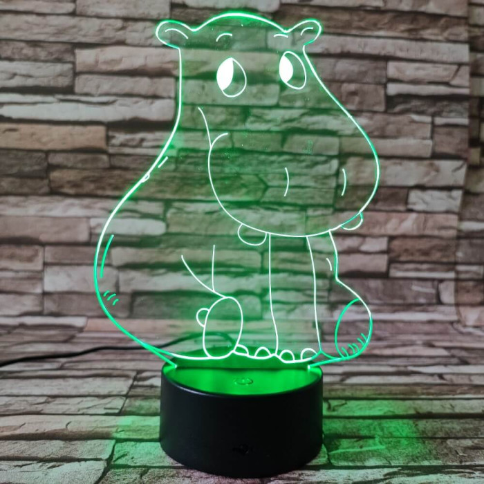 Víziló szégyenlős 3D led lámpa