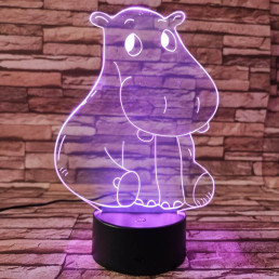 Víziló szégyenlős 3D led lámpa