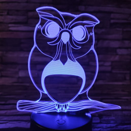 Bagoly 4 7 színű 3D led lámpa