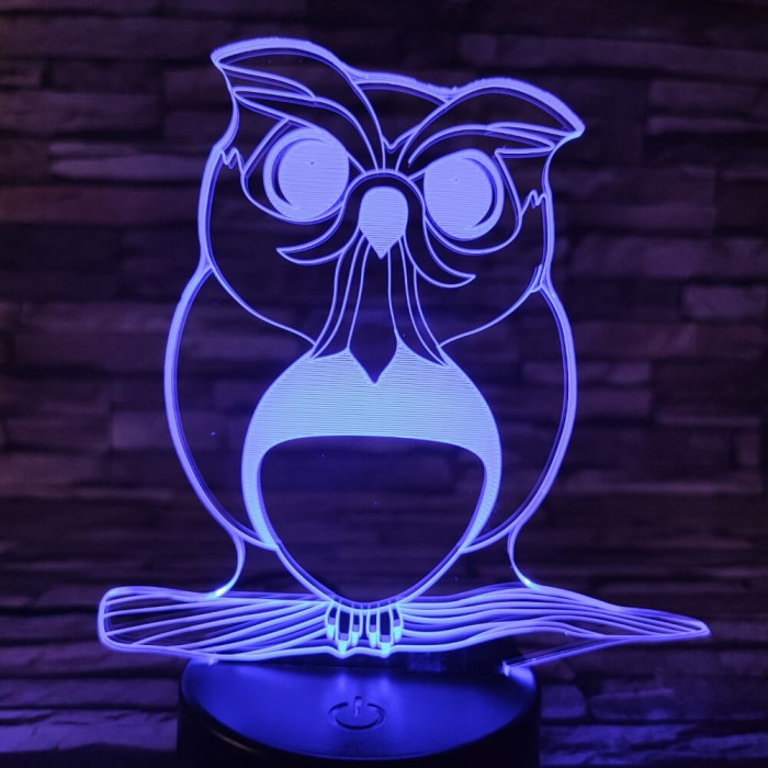 Bagoly 4 7 színű 3D led lámpa