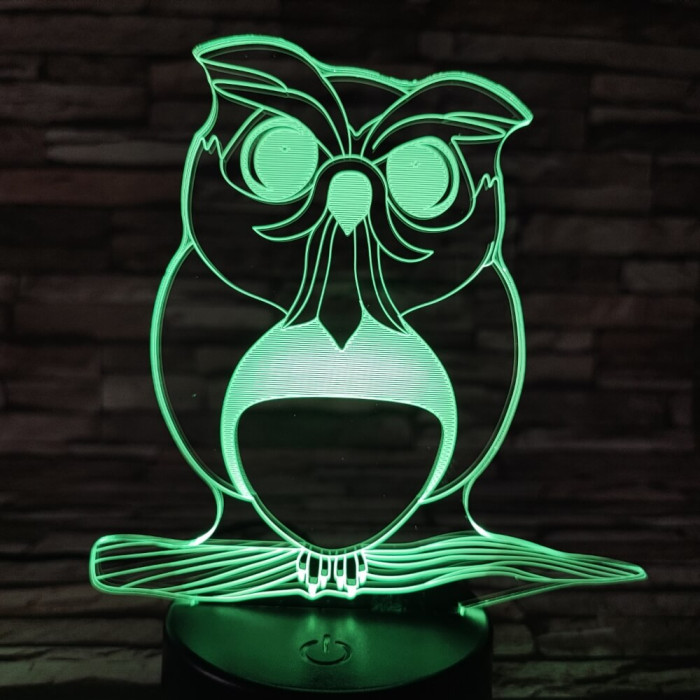 Bagoly 4 7 színű 3D led lámpa