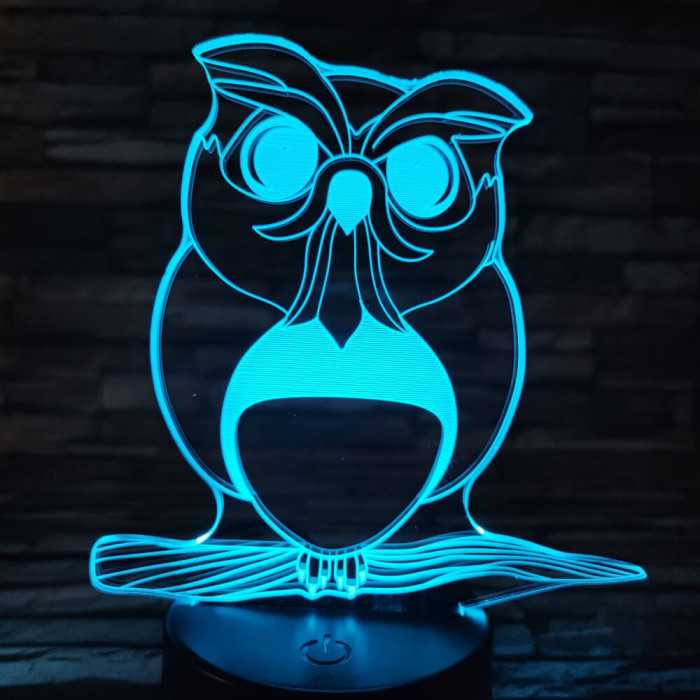 Bagoly 4 7 színű 3D led lámpa