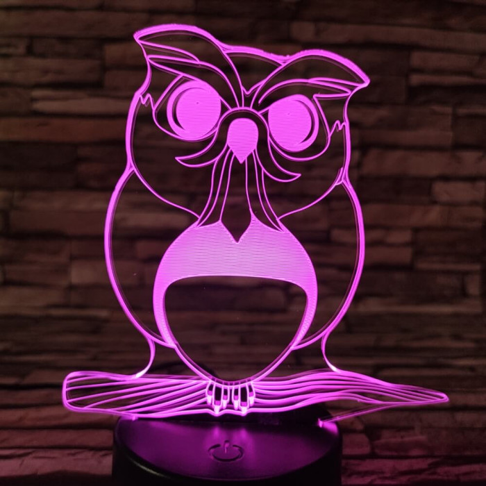Bagoly 4 7 színű 3D led lámpa