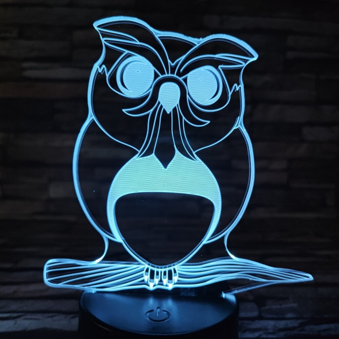 Bagoly 4 7 színű 3D led lámpa