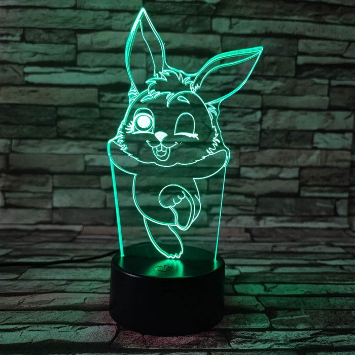 Nyuszi 4 7 színű 3D led lámpa