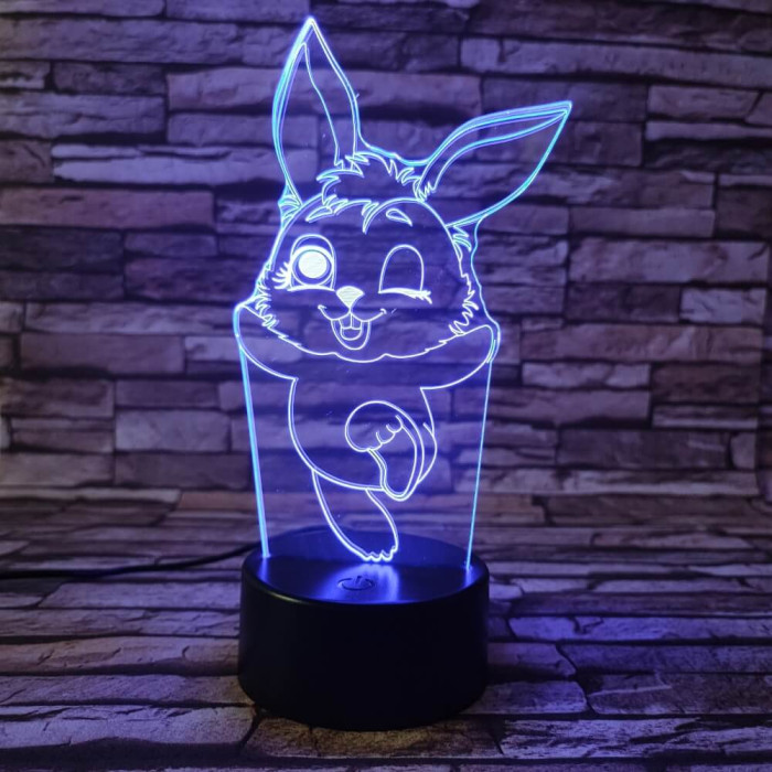 Nyuszi 4 7 színű 3D led lámpa