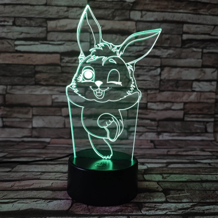 Nyuszi 4 7 színű 3D led lámpa