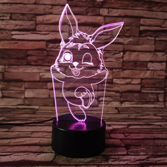 Nyuszi 4 7 színű 3D led lámpa
