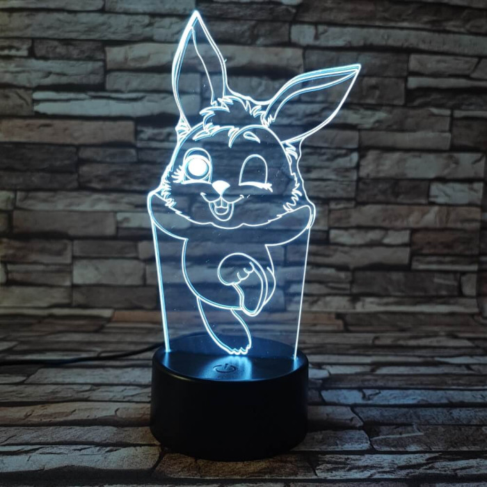 Nyuszi 4 7 színű 3D led lámpa