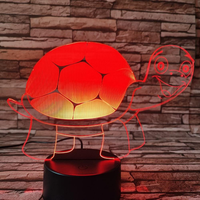 Teknős vidám 7 színű 3D led lámpa