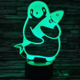 Pingvin 2 7 színű 3D led lámpa