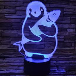 Pingvin 2 7 színű 3D led lámpa