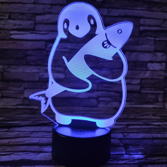 Pingvin 2 7 színű 3D led lámpa