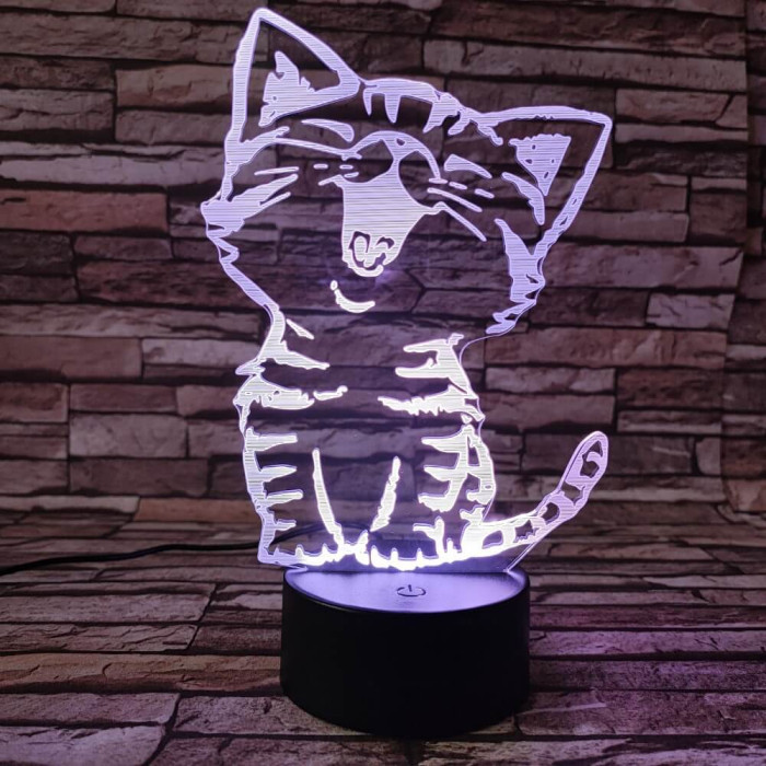 Cica énekel 3D led lámpa