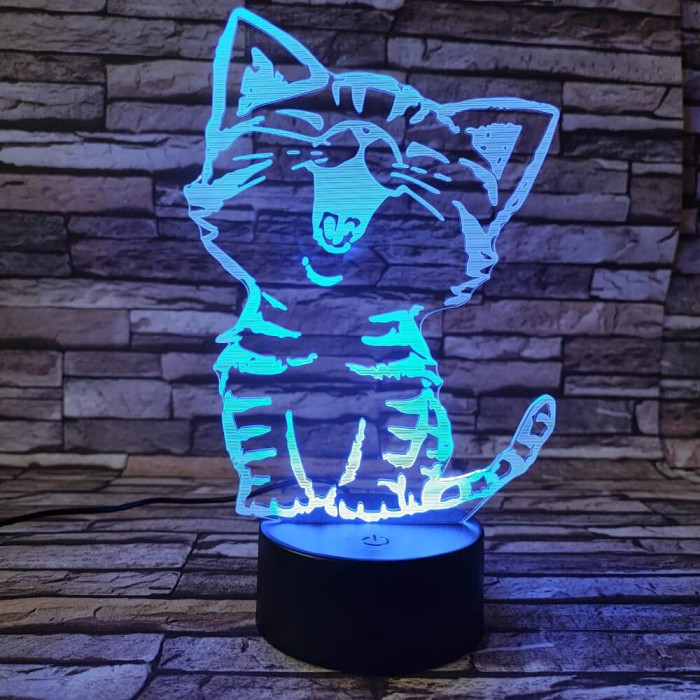 Cica énekel 3D led lámpa