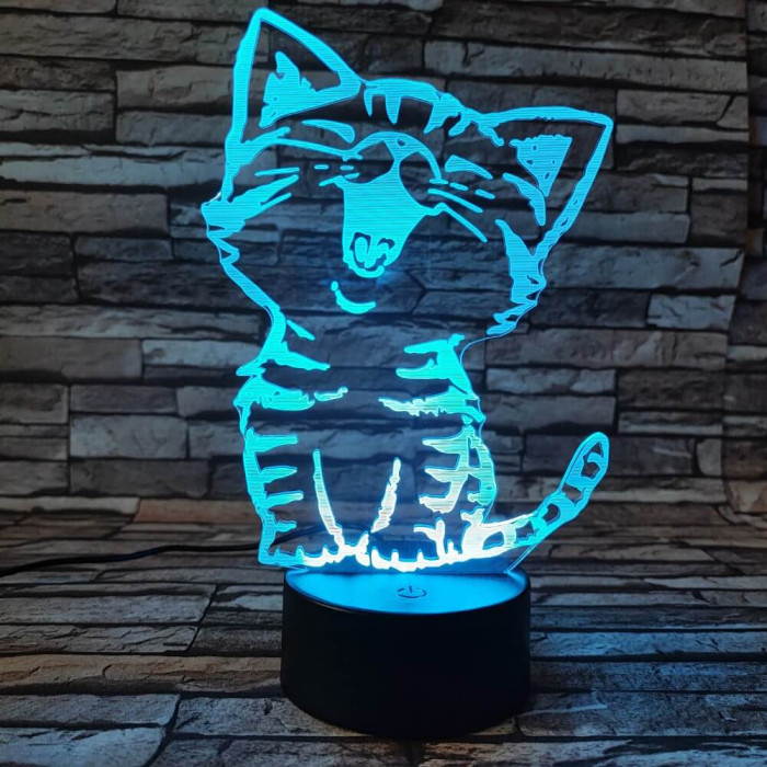 Cica énekel 3D led lámpa