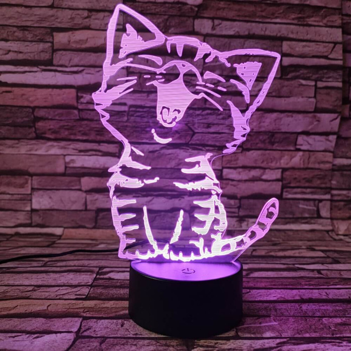 Cica énekel 3D led lámpa