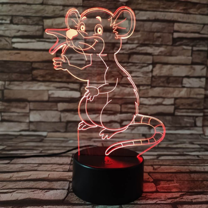 Egérke 3D led lámpa