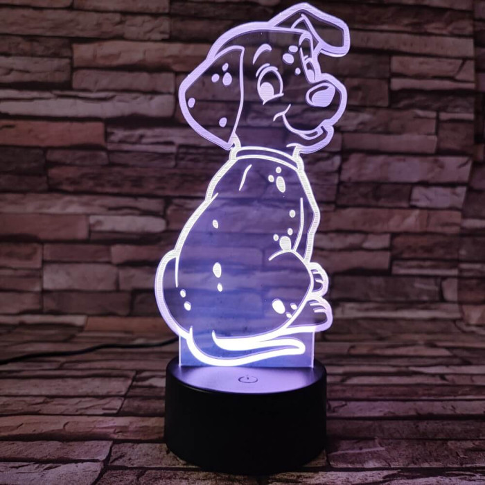 Dalmata kölyök 7színű 3D led lámpa