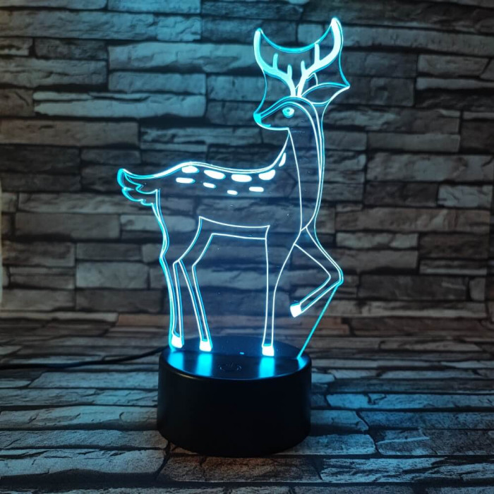 Őz  7 színű 3D led lámpa