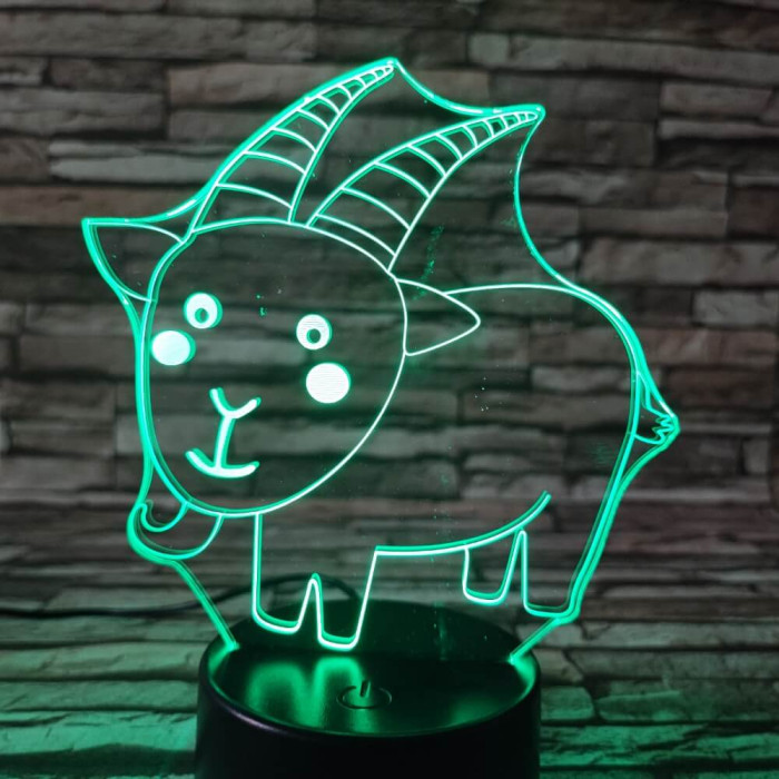 Kecske 7 színű 3D led lámpa