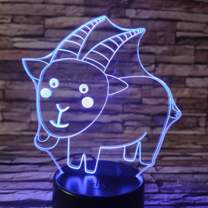 Kecske 7 színű 3D led lámpa
