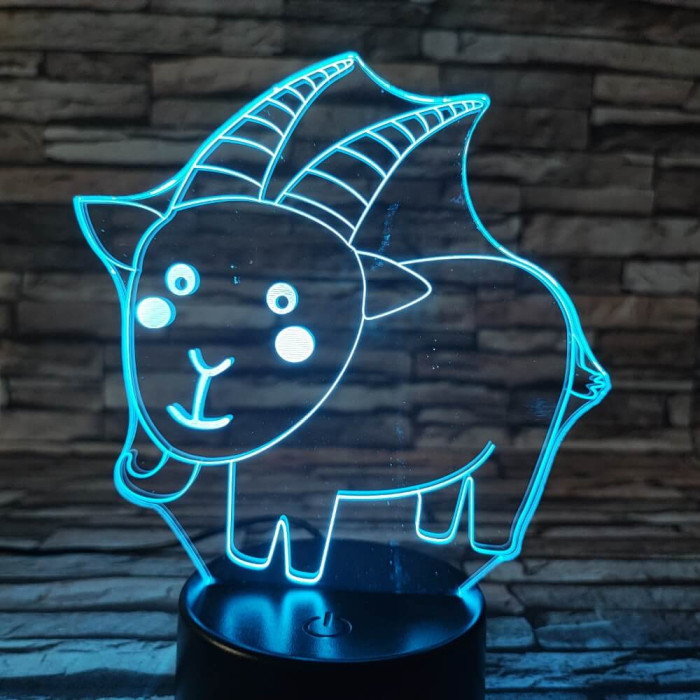 Kecske 7 színű 3D led lámpa