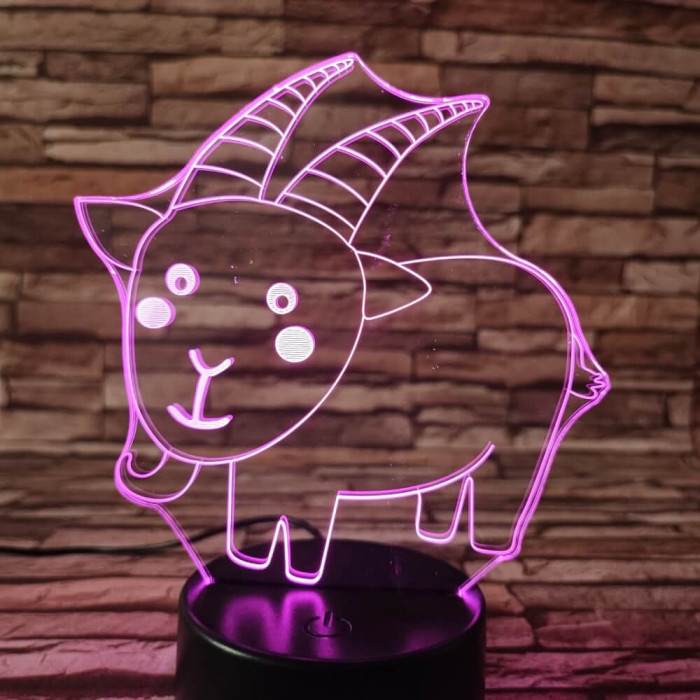 Kecske 7 színű 3D led lámpa