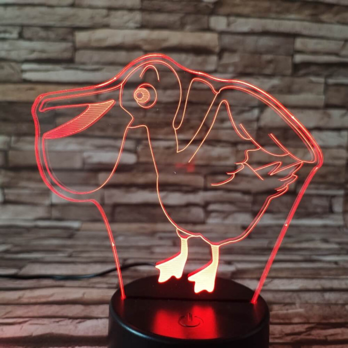 Pelikán 7 színű 3D led lámpa