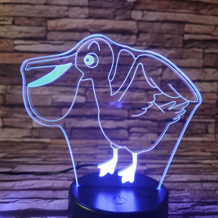 Pelikán 7 színű 3D led lámpa