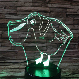 Pelikán 7 színű 3D led lámpa
