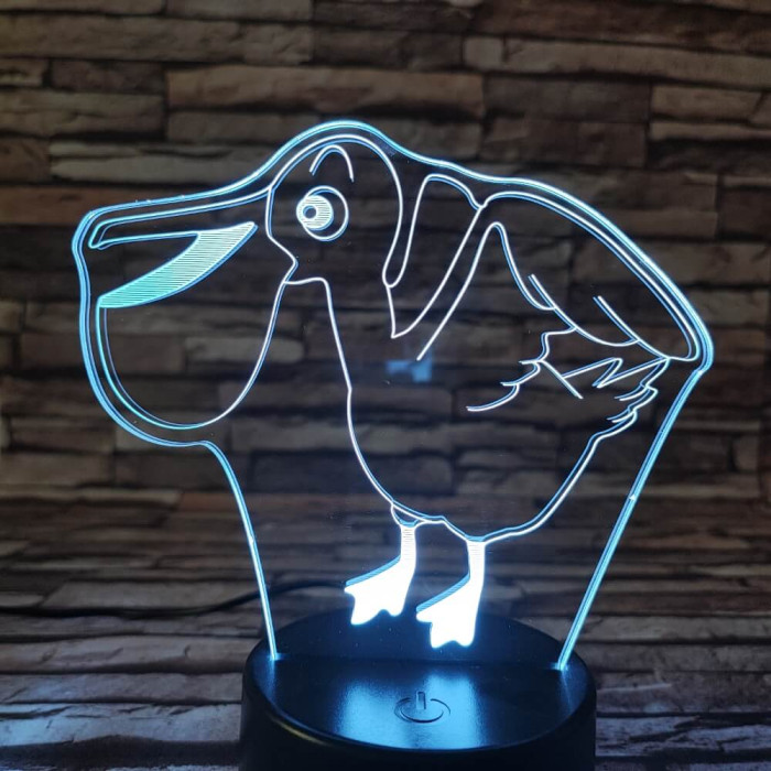 Pelikán 7 színű 3D led lámpa