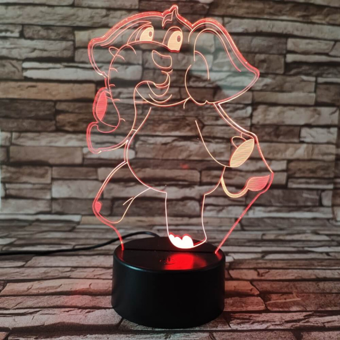 Táncoló elefánt 7 színű 3D led lámpa