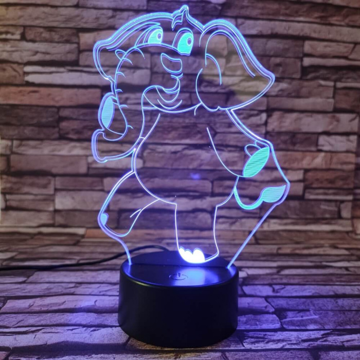 Táncoló elefánt 7 színű 3D led lámpa