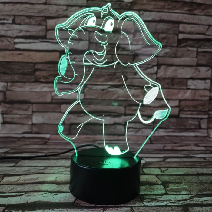 Táncoló elefánt 7 színű 3D led lámpa