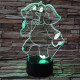 Táncoló elefánt 7 színű 3D led lámpa