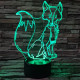 Sálas róka  7 színű 3D led lámpa